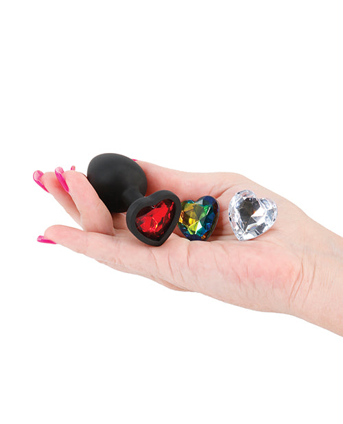 Glams Xchange Heart Silicone Anal Plug - Small - Black