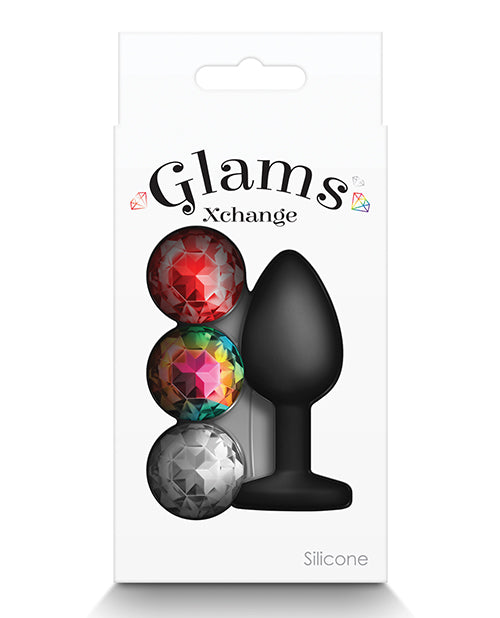 Glams Xchange Round Silicone Anal Plug - Small - Black
