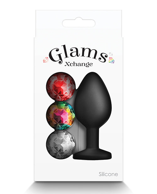 Glams Xchange Round Silicone Anal Plug - Medium - Black