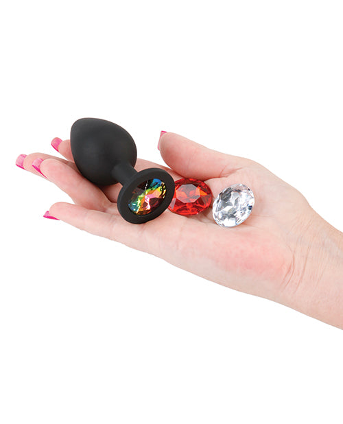 Glams Xchange Round Silicone Anal Plug - Medium - Black