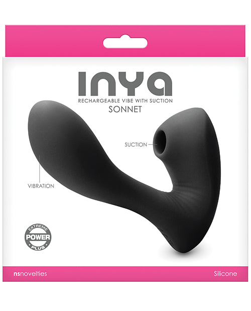 Inya Sonnet Silicone Rechargeable Vibrator with Clitoral Stimulation - Black