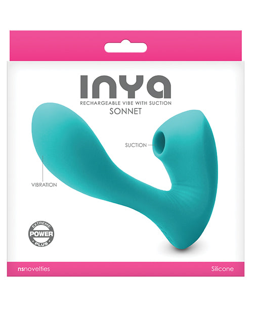 Inya Sonnet Silicone Rechargeable Vibrator with Clitoral Stimulation - Teal