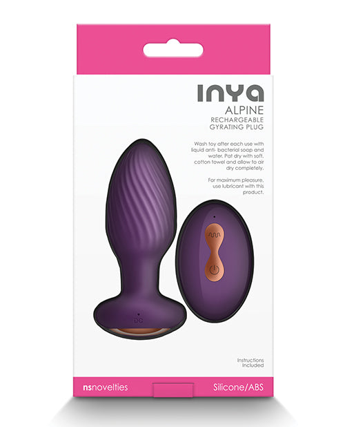 Inya Alpine Rechargeable Silicone Anal Plug with Remote Control - Purple