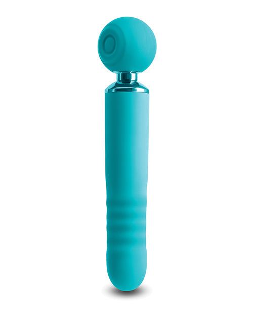 Revel Fae Rechargeable Silicone Vibrator with Clitoral Stimulator - Teal