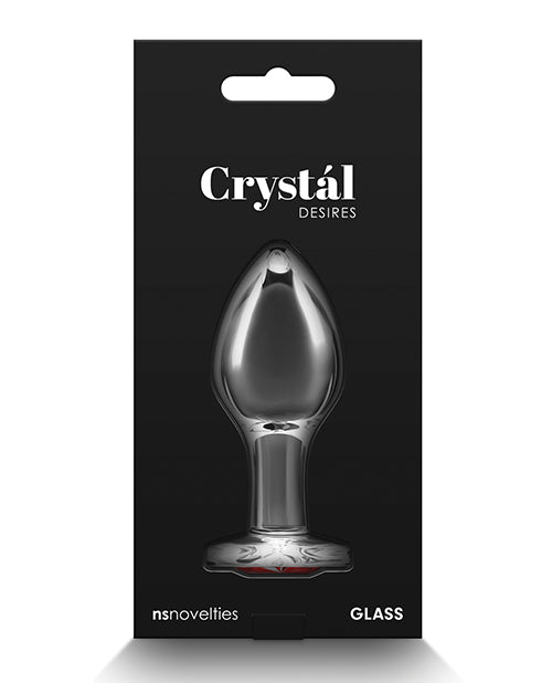 Crystal Desires Red Heart Glass Anal Plugs - Medium