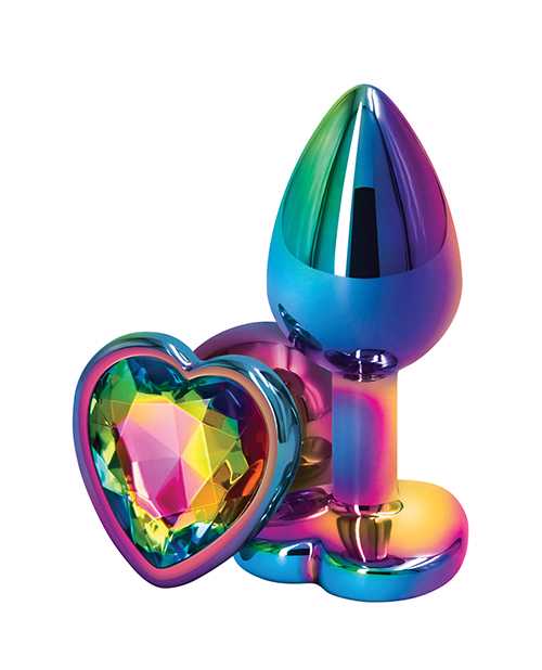 Rear Assets Multicolor Heart Anal Plug - Small - Rainbow