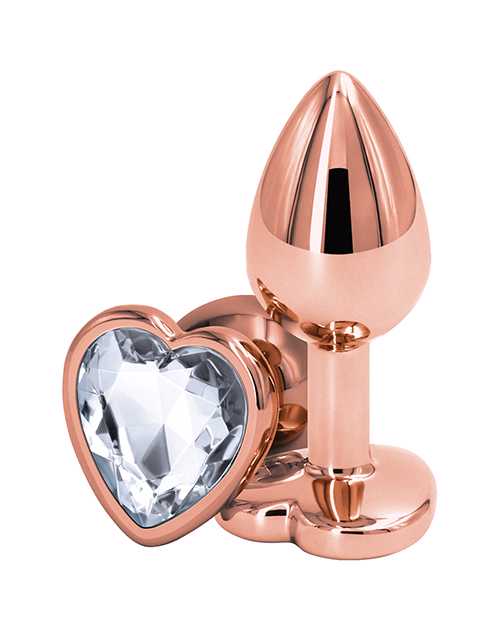 Rear Assets Rose Gold Heart Anal Plug - Small - Clear