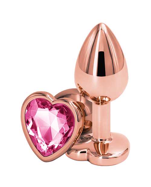 Rear Assets Rose Gold Heart Anal Plug - Small - Pink