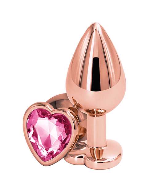 Rear Assets Rose Gold Heart Anal Plug - Medium - Pink