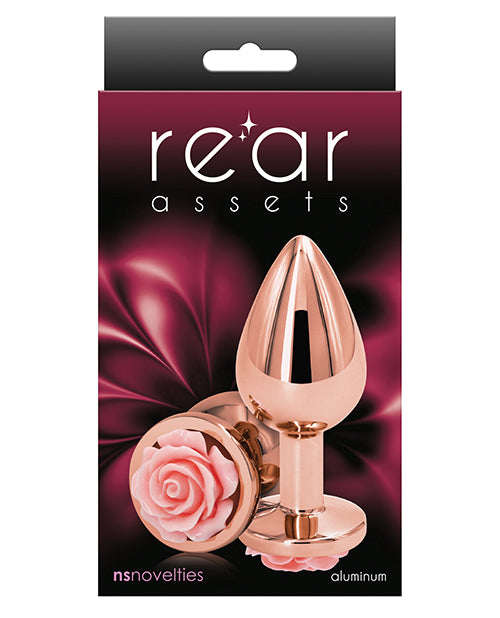 Rear Assets Rose Aluminum Anal Plug - Medium - Pink/Rose Gold