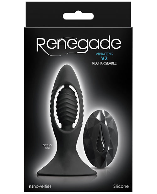Renegade V2 Silicone Rechargeable Anal Plug with Remote Control - Black