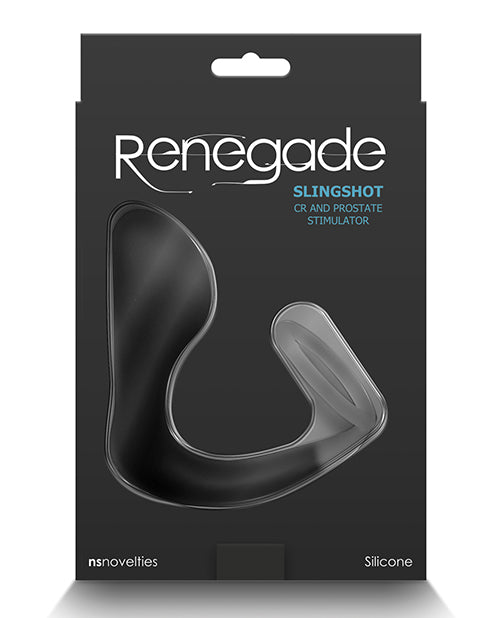 Renegade Slingshot Silicone Cock Ring with Butt Plug - Black