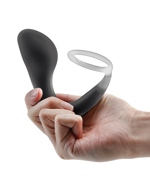 Renegade Slingshot Silicone Cock Ring with Butt Plug - Black