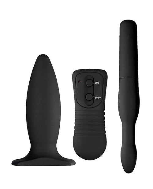 My 1st Anal Explorer Kit Vibrating Butt Plug and Explorer with Wired Remote Control - Black