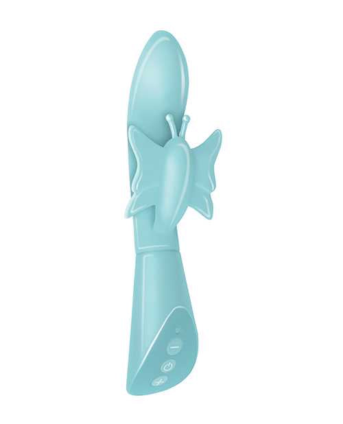 Touch Butterfly Silicone Rechargeable Rabbit Vibrator - Aqua