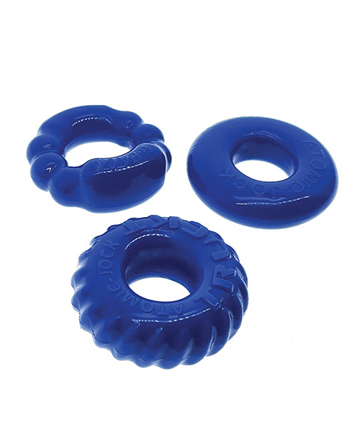 Oxballs Bonemaker Cock Ring Kit (3 pack) - Pool Blue