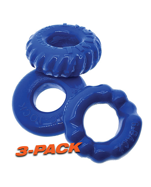 Oxballs Bonemaker Cock Ring Kit (3 pack) - Pool Blue