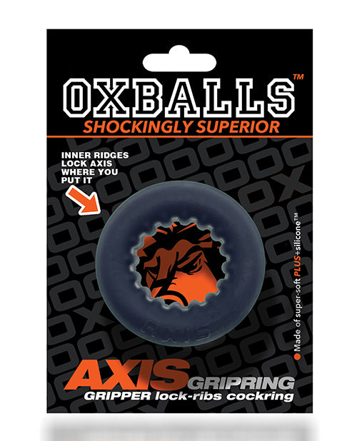 Oxballs Axis Rib Griphold Cock Ring - Black Ice