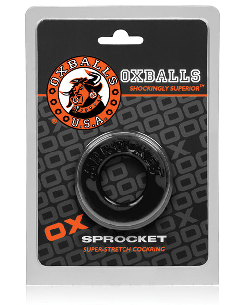 Oxballs Atomic Jock Sprocket Super Stretchy Cock Ring 2.8in- Black