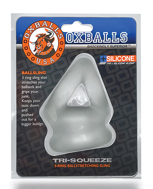 Oxballs Tri-Squeeze Silicone 3-Ring Ball Stretching Sling - Clear Ice