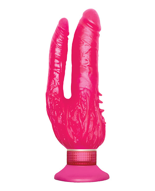 Wall Bangers Double Penetrator Vibrating Dildo 9in - Pink