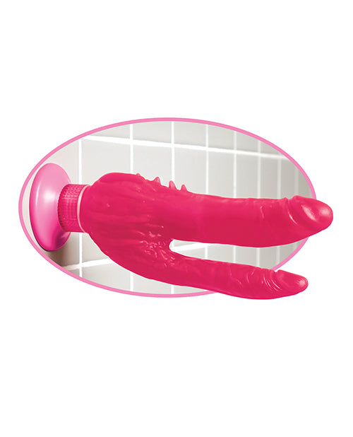 Wall Bangers Double Penetrator Vibrating Dildo 9in - Pink