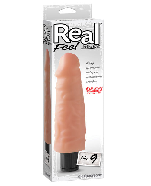 Real Feel No. 9 Long 9" Vibe Waterproof - Mutli-speed Flesh