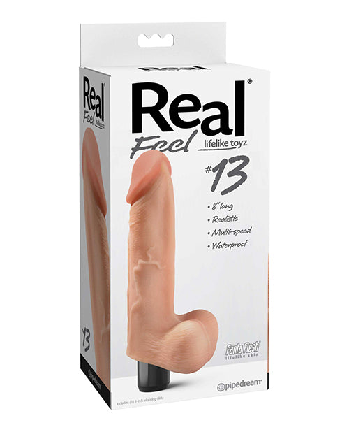 Real Feel No. 13 Long 8.5" Vibe Waterproof - Mutli-speed Flesh