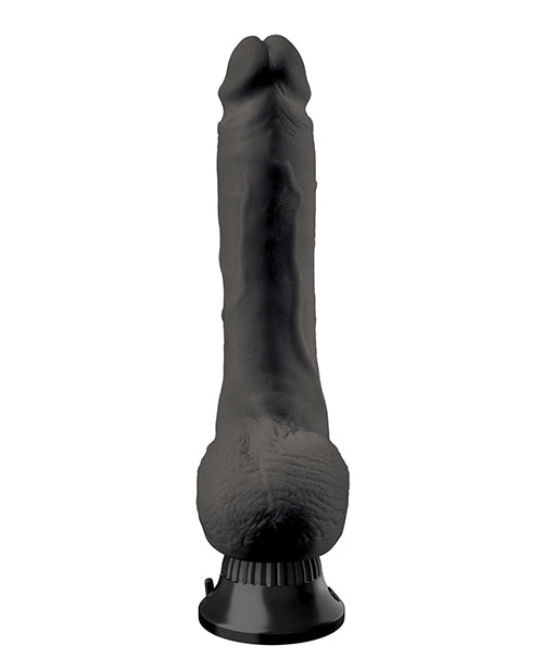 Real Feel Deluxe No. 7 Wallbanger Vibrating Dildo with Balls 9in - Black