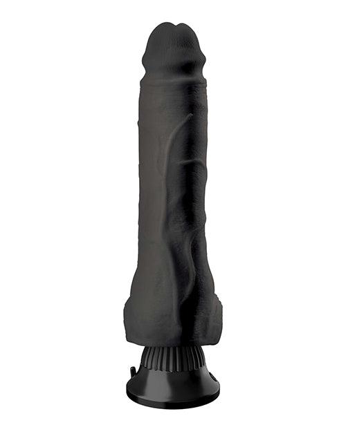 Real Feel Deluxe No. 7 Wallbanger Vibrating Dildo with Balls 9in - Black