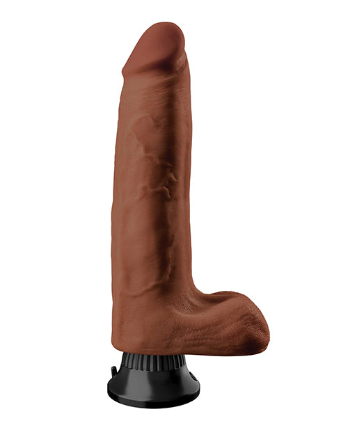 Real Feel Deluxe No. 10 Wallbanger Vibrating Dildo with Balls 10in - Chocolate