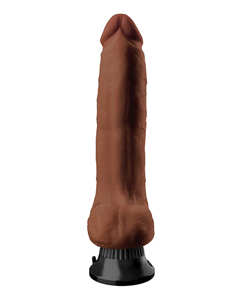 Real Feel Deluxe No. 10 Wallbanger Vibrating Dildo with Balls 10in - Chocolate