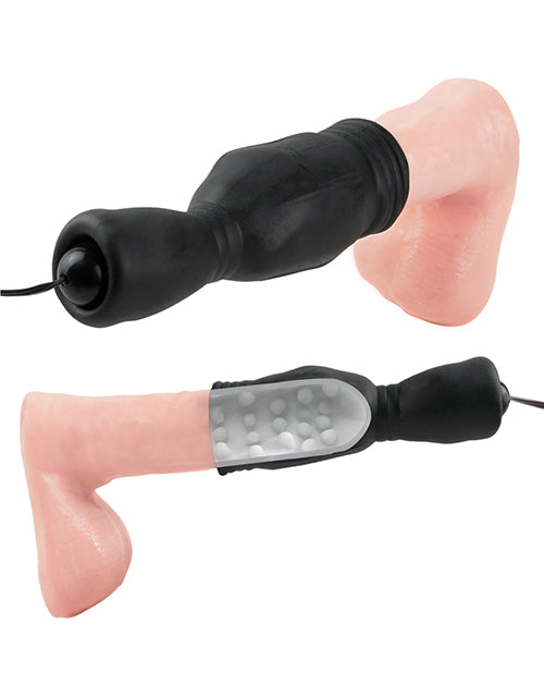 Fetish Fantasy Series Vibrating Head Teazer Sleeve with Bullet and Wired Remote Control - Black