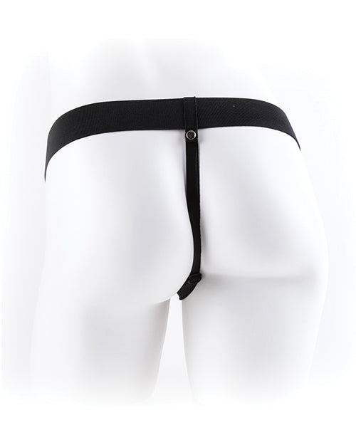 Fetish Fantasy Series Vibrating Hollow Strap-On Dildo with Balls and Harness with Wired Remote Control 7in - Purple