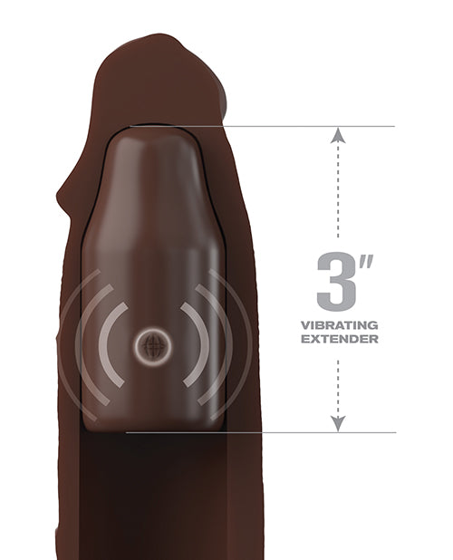Fantasy X-Tensions Elite Silicone Vibrating 9in Sleeve with 3in Plug and Remote Control - Chocolate