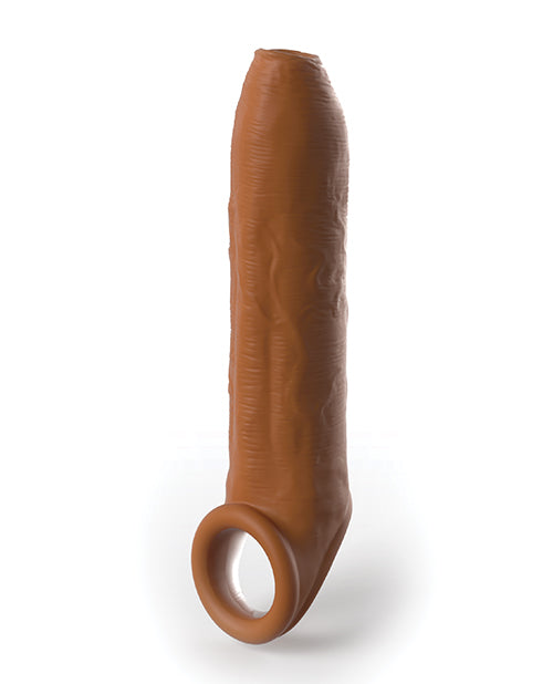 Fantasy X-Tension Elite Silicone Uncut Extension Sleeve with Strap 7in - Caramel