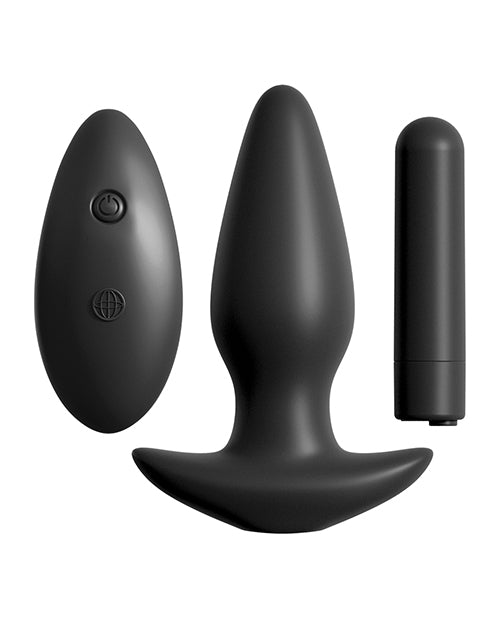 Anal Fantasy Collection Silicone Plug with Remote Control 4in - Black