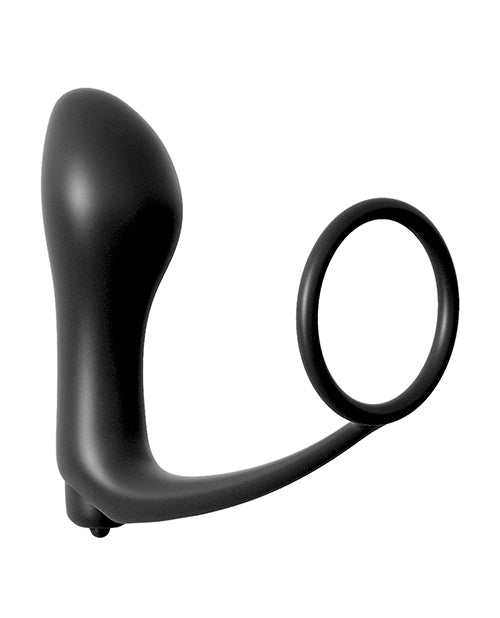 Anal Fantasy Collection Ass-Gasm Cock Ring with Butt Plug - Black