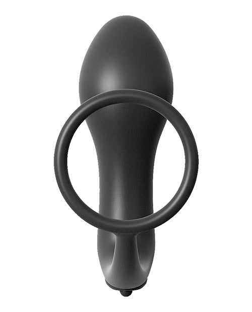 Anal Fantasy Collection Ass-Gasm Cock Ring with Butt Plug - Black