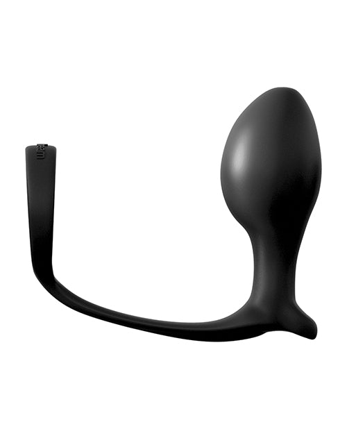 Anal Fantasy Collection Ass-Gasm Beginners Silicone Cock Ring with Butt Plug - Black