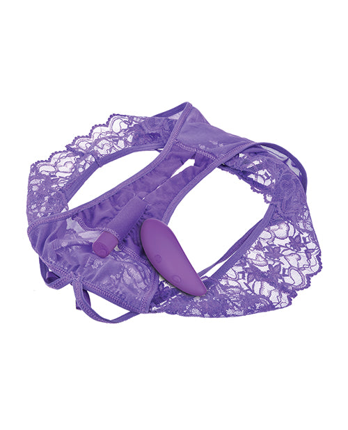 Fantasy Fore Her Thrill Her Crotchless Panty Vibe with Remote Control - Purple