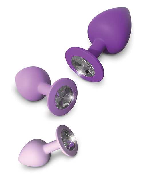 Fantasy For Her Her Little Gems Trainer Set Anal Kit 3 Training Size Plugs Waterproof Silicone - Purple