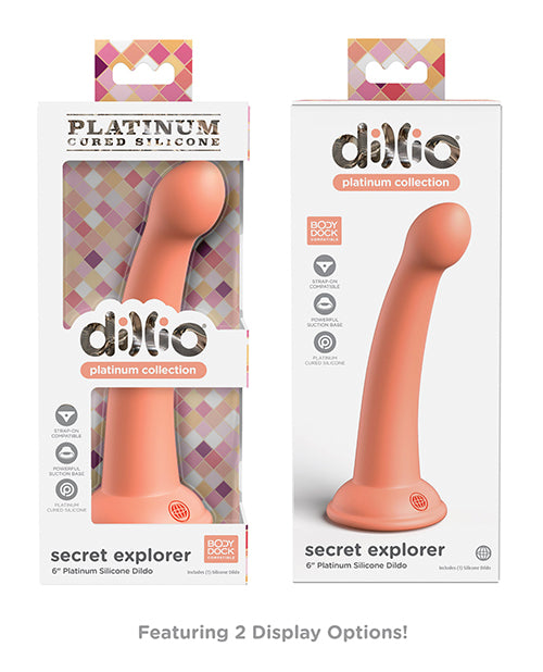 Dillio Platinum Secret Explorer Silicone Dildo 6in - Orange