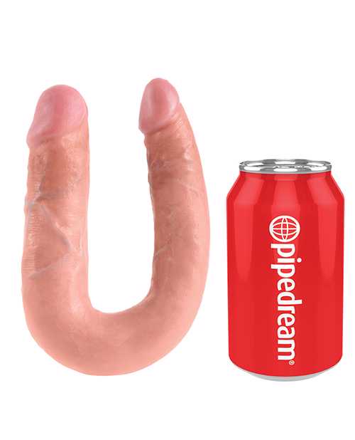 King Cock U-Shaped Medium Double Trouble Dildo - Vanilla