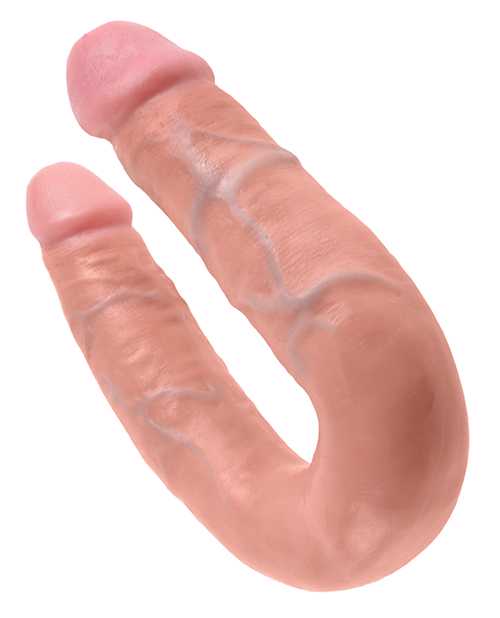 King Cock U-Shaped Medium Double Trouble Dildo - Vanilla