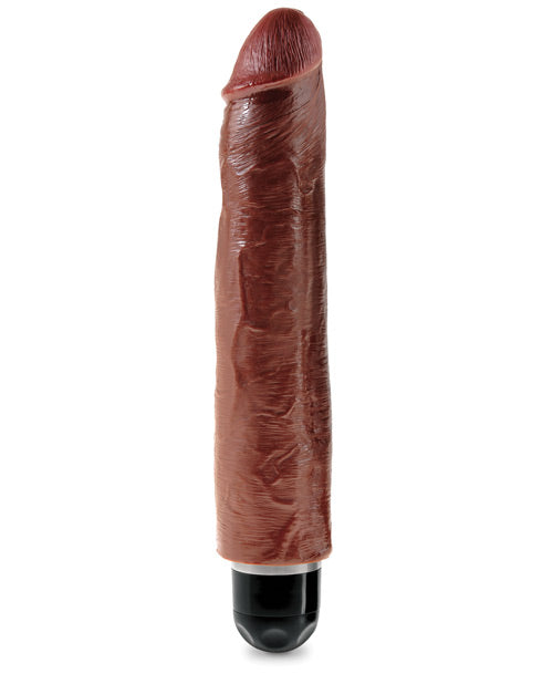 King Cock Vibrating Stiffy Dildo 10in - Chocolate