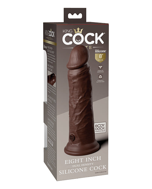 King Cock Elite Dual Density Silicone Dildo 8in - Chocolate