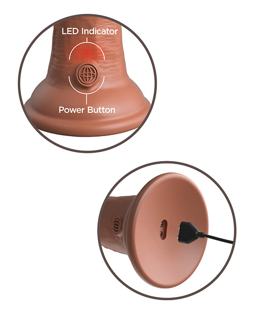 King Cock Elite Dual Density Vibrating Rechargeable Silicone Dildo 6in - Caramel