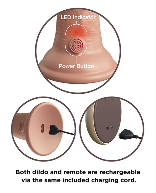 King Cock Elite Dual Density Vibrating Rechargeable Silicone Dildo with Remote Control 9in - Vanilla