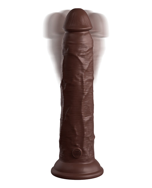 King Cock Elite Dual Density Vibrating Rechargeable Silicone Dildo with Remote Control 9in - Chocolate